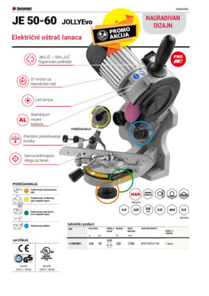 Oštrač lanca električni - Jolly Evo; JOLLY EVO; ručni sistem stezanja;