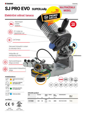 Oštrilica lanca električna – Super Jolly; SUPER JOLLY; hidraulični sistem stezanja;